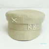 Bérets bérets luxe femmes perles lettre militaire chapeau réglable casquettes plates mode femme marine chapeau décontracté