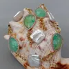 Yygem naturlig vit rektangel keshi pearl cz bezel set Green Crystal Chain Armband 240305