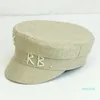 Bérets bérets luxe femmes perles lettre militaire chapeau réglable casquettes plates mode femme marine chapeau décontracté