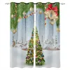 Cortinas 2 PPC Santa Cortinas Viejos Santa Claus sentados en casa en la noche de Navidad leyendo una carta cerca de la sala de estar de la sala de estar Drapes