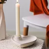 Candle Holders Creative Ceramic Candlesticks Light Grey Polished Modern Design Candlestands Tabletop Decorative Articles