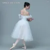 Palco desgaste branco ballet dança tutu spandex camisola collant corpete com saia romântica para meninas e mulheres dançando vestido 20027