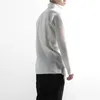 Mens T-shirts Spring and Autumn Korean edition plain turtleneck loose-fitting irregular long sleeve T-shirts trend 240306