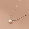 S925 Sterling Silver Fashion Simple Snake Bone Chain Natural Baroque Pearl Necklace For Women Elegant clavicle smycken