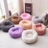 Varm fleece hund säng donut katt bo djupt sömn hund hus kennel runda husdjur lounge kudde valp säng för små medelstora stora hundar y20237n