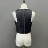 Gilet en cuir de mouton véritable pour femme, Gilet de luxe, à la mode, Streetwear, avec fermeture éclair, printemps-automne, 2024, TF5537