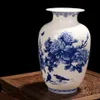 Jingdezhen Blue and White Porcelain Vase Fine Bone China Vase Peony Decorated High Quality Ceramic Vase LJ201208280D