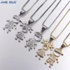 Hanger Kettingen MHS. Zirkoon Mode Meisje En Jongen Ketting Voor Vrouwen CZ Sieraden Familie Choker Gold Sliver Kleur Koppels Gift