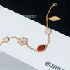 van clover High Version Seven Star Ladybug Flower Bracelet Rose Gold Red Jade Marrow Lucky Bracelet Female cleefies