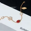 van clover Bracciale portafortuna con coccinella a sette stelle versione alta Bracciale portafortuna con midollo di giada rossa in oro rosa Cleefies femminili