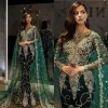 Evening Arabic Dresses Emerald Prom Mermaid Long Sleeve Sparkling Sequins Tassel Beaded Lace Bridal Dress with Cap