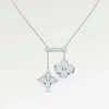 S925 argent luxe V marque collier trèfle marin lune bijoux de créateur pour les femmes ont moissanite lien chaîne tour de cou diamant cristal pendentif colliers