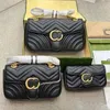 Marmont designer bolsa de ombro bolsa mensageiro bolsa correntes douradas espelho de couro preto bolsa envelope de alta qualidade bolsa mensageiro feminina luxo senhoras crossbody