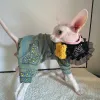 Combinaison en coton vêtements pour chat Sphynx, manteau à manches longues vert vintage pour Devon Rex, vêtements pour chats, vêtements de détente doux pour chiots