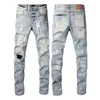 Designer jeans homens luz azul y2k high street denim pintura graffiti padrão danificado rasgado calças skinny