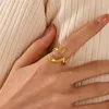 Cluster Ringen Grappige Rvs Knuffelen Handen Ring Voor Vrouwen Creatieve Goud Kleur Open Vinger Vriendschap Sieraden