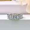 Full Square Cut CZ Zircon Wedding Rings for Women Shining Crystal Diamond Engagement Ring Vintage Jewelry