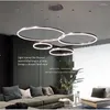 Chandeliers 4 Rings Living Room Main Pendant Lamp Luxury Villa Duplex Circular Chandelier Simple Dining LED Ligh