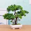 Flores decorativas artificiais para convidados, pinheiro em vaso, bonsai, casa, jardim, varanda, decoração, plantas falsas, enfeites de mesa