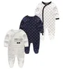 2020 verão novo estilo meninas compridas meninas bebê algodão 3pcsssets recém -nascidos terno de pijama meninos de garoto macacão
