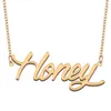 Honey Name Necklace Custom Nameplate Pendant for Women Girls Birthday Gift Kids Best Friends Jewelry 18k Gold Plated Stainless Steel