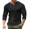 T-shirts voor heren Effen kleur Slim Fit T-shirt met ronde hals, lange mouwen en geplooide raglanmouwen Koreaans Beoordelingen Veel kleding Sudaderas Para