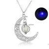 Pendentif Colliers Nouvelle Arrivée Halloween Perle Creuse Lune Collier Brillant Pour Femmes Météorite Alliage Charme Mode Bijoux Élégants Lad Dhbqm