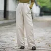 Pantalones para mujer QPFJQD Mujer Casual Cálido Más Algodón Primavera Invierno 2024 Cintura Elástica Mujer Retro Lino Pantalón Recto Color Sólido