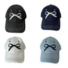 Visors Embroidered Bowknot Baseball Hat Adjustable Women Sun Breathable Peaked Fashion Long Brims Travel