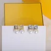 Designerörhängen för kvinnor Bröllop Luxury Stud Pearl Earings Gold Earring Diamond Hoop Jewelry With Box Letter Charm Earing Jewerly