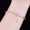 Losse edelstenen FC sieraden passen originele bedelarmband echt 925 zilver roze lint liefde hart borstkanker kraal voor het maken van vrouwen Berloque