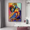 Impression sur toile Art africain peinture à l'huile Couple affiches et impressions roi et reine abstrait mur Art toile photos pour la maison Design260E