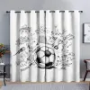 Cortinas 3d barato moderno menino infantil série de futebol esportes preto fino sombreamento 2 painéis cortina para quarto sala estar casa gancho decoração