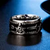 Rotatable Titanium Steel Freemasonry Rings Men 12mm Finger Finger Band for Men Men Fashion Jewelry