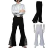 Calças masculinas Bell-bottom Retro Disco Brilhante Lantejoulas Flared Hem Hippie Traje para Homens 60s 70s Halloween Carnaval Party Cosplay