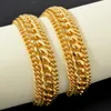 15MM Big Wide Chain For Men Women Bracelet Gold Plated Double Weaving Rolo Cable Curb Link Catenary Chain Fashion Thick Bangle 240228