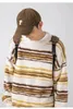 Men's Sweaters Striped Contrast Imitation Mink Hair Winter Couple Loose Round Neck Fashion Brand Knit Coat Sweater