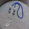 Hängen Natural Lapis Lazuli Sterling Silver Universal Clasp Halsband Original Design National Style Sweater Chain Fashion Jewelry