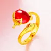 Cluster-Ringe für Frauen, 24 Karat vergoldet, roter Edelsteinimitat, Statement-Jubiläum, Verlobung, Hochzeit, Schmuck