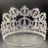 Levery Large Rhinestone Crown Tiara mode hårtillbehör lyxiga pannband Big Crystal Bridal Crown Women Jewelry For Miss 240305