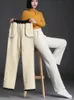 Inverno calças de perna larga para as mulheres mais veludo calças das mulheres engrossar cordeiro calças femininas coreano calças largas mulher elegante calças 240309