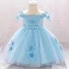 Robes de fille 1-10Y robe d'anniversaire pour bébé filles à manches courtes fête né noël rouge vêtements enfant en bas âge robes de baptême