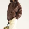 Women's Leather 2024 Lady's Genuine Jacket Oil Wax Cow Coat Women Stand Collar Streetwear TF5281