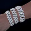 Bangle High Version V Gold Charm Bracelets 8 mm-25 mm Pass Diamond Sterling Sier Sier Full VVS Moissanite lodowany kubańska kostka