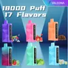 Valedna Vapes 18000 P Banana Ice Одноразовая ручка для паров Электронные сигареты Капсула 18 мл 6 светящихся цветов Регулируемая с помощью воздуха капсула с содержанием пара 5% Разделение масляного ядра 18K