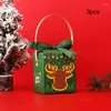 Christmas Decorations 3pcs Gift Boxes Candy Cookies Packing Box Santa Claus Elk Paper With Bow Ribbons Year Party Wrapping Bags