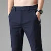 Pantalones para hombres 2024 Verano Casual Hombres Thin Business Stretch Slim Elástico Cintura Jogger Coreano Clásico Negro Gris Azul Pantalones Masculino