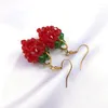 Stud Earrings Korean Cute Sweet Strawberry Dangle Earring Handmade Women Crystal Beads Lovely Creative Fruit Drop Jewelry Gift ET09