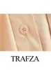 Blouses pour femmes TRAFZA été décontracté solide en vrac Super hauts courts femme mode Streetwear col rabattu manches poches chemises Mujer