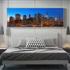 New York City Night Skyline Landscape Paintings Print on Canvas Art Posters and Prints Manhattan View Art Pictures Home Decor2691